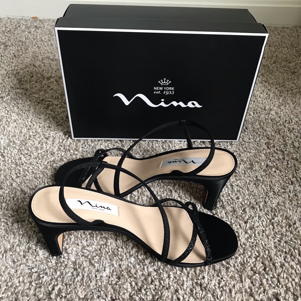 Black glitter dress sandals BNWT